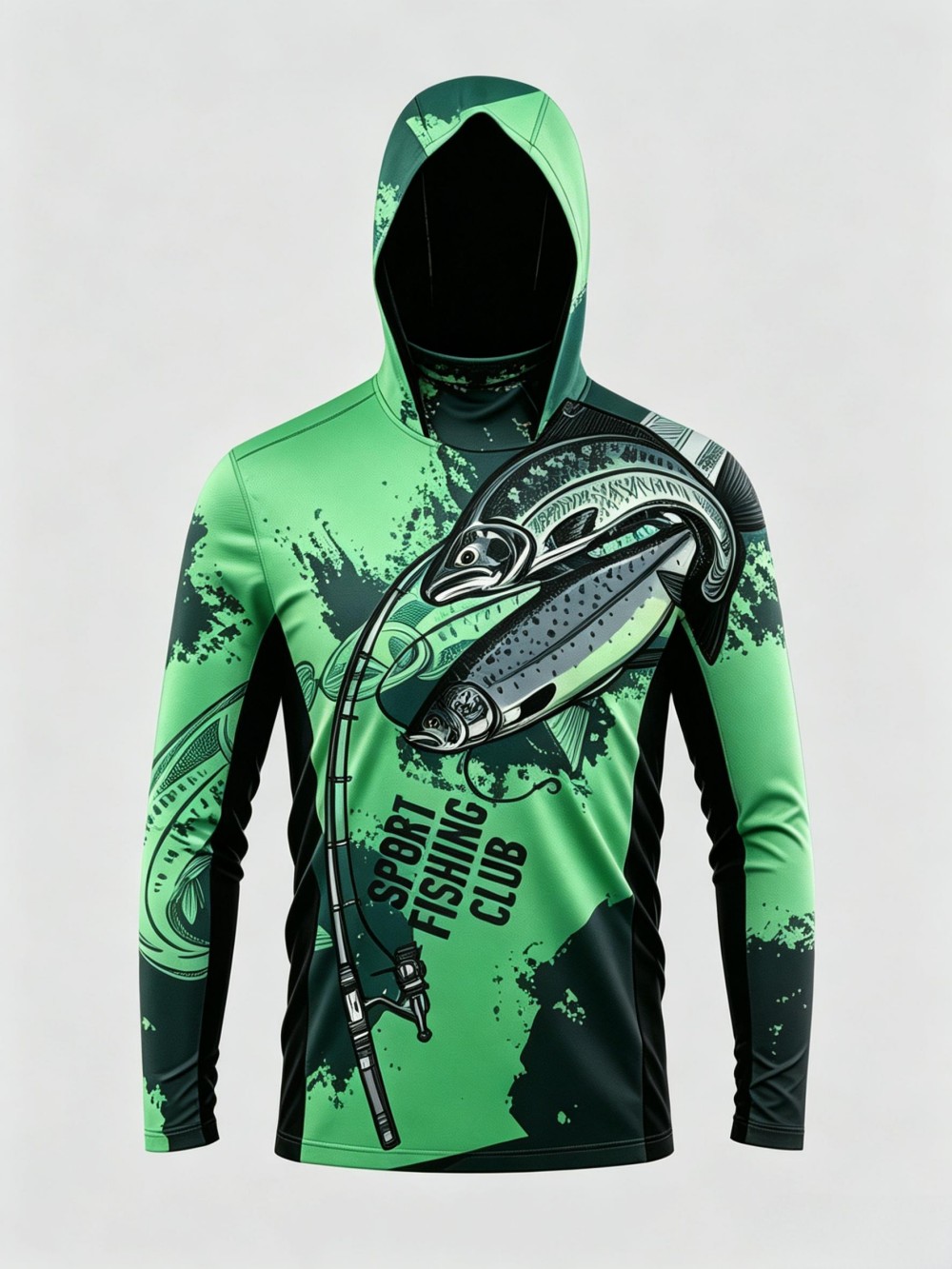 UPF50+ Camo Men Long Sleeve Fi - Fishing Mask Sun Protection recension och pris